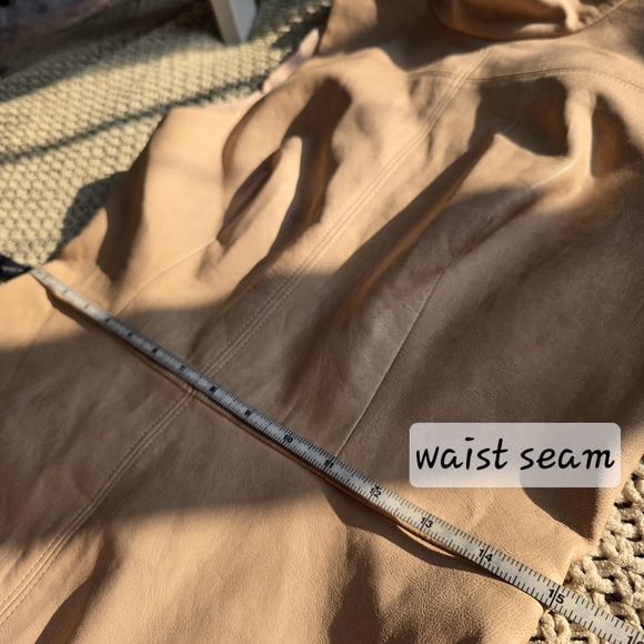 BCBGMaxAzria | Size 8 | Faux Leather Mock Neck Bare Pink Sheath Dress - Picture 13 of 14